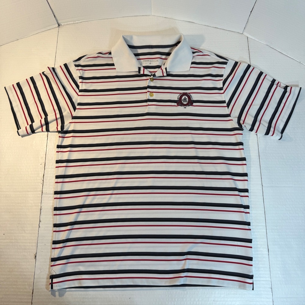 Nike Golf Dri-Fit Polo Shirt Men's M Atlanta Athletic Club‎ Striped Athleisure